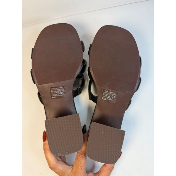 Torrid Womens Size 9.5WW Black Leather Block Heel Sandals Mule Dressy Casual - Picture 11 of 13